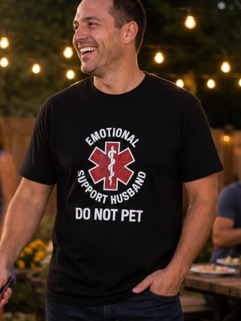 Emotional Support Husband Graphic Tee XL Black Funny 100% Cotton T-Shirt NWOT